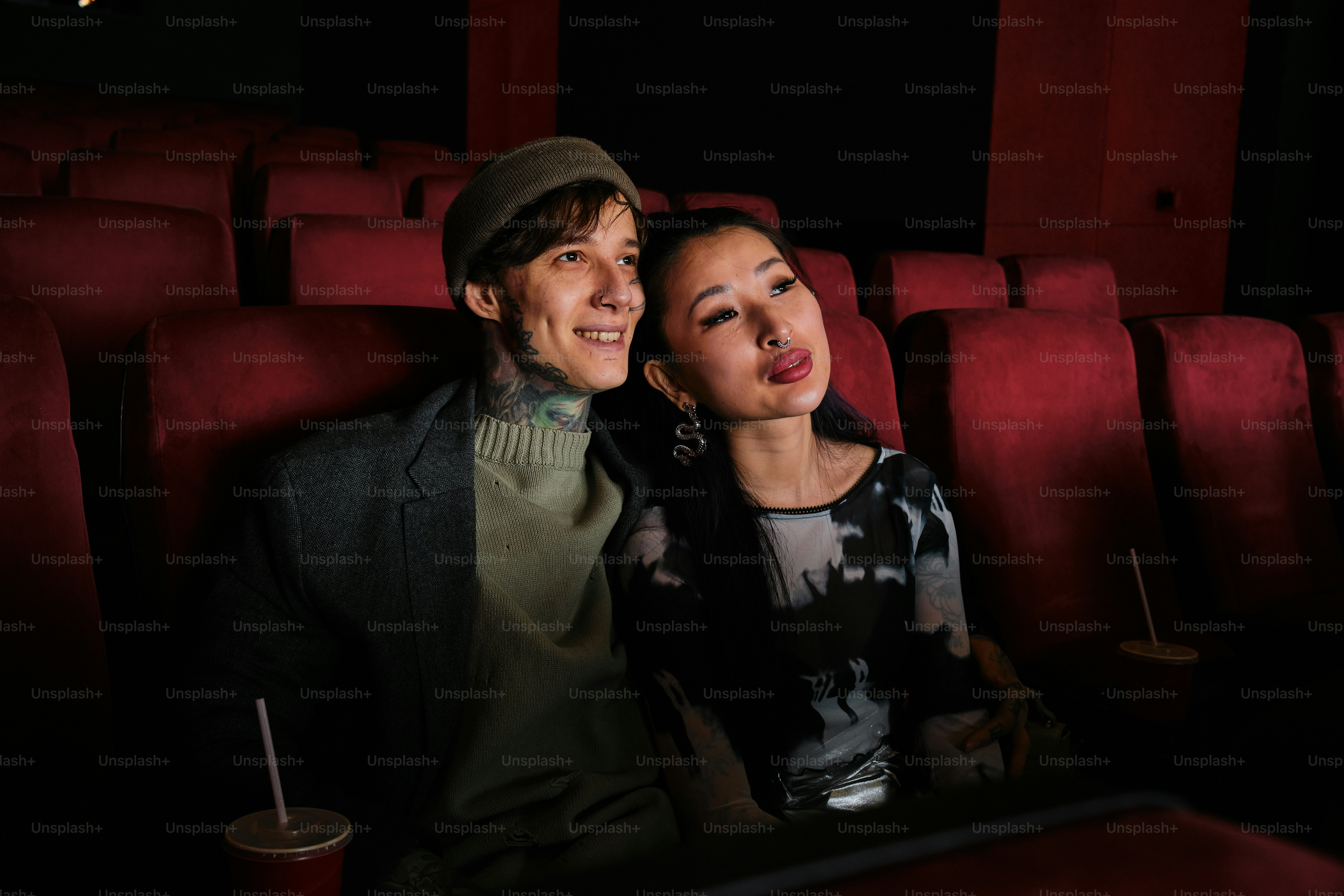 a couple on a date at the movie theater